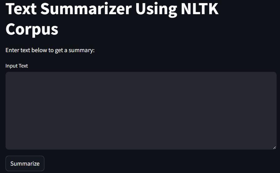 Text Summarizer Using NLTK Corpus